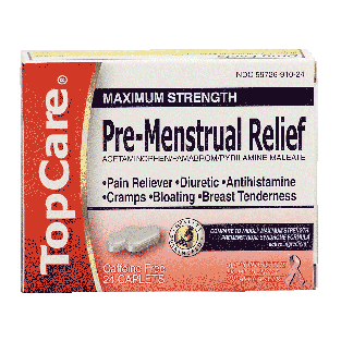 Top Care  maximum strength, pre-menstrual relief, caffeine free, c24ct