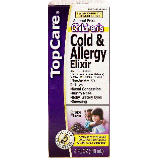 Top Care Children's cold & allergy elixir, phenylephrine HCI, gr4fl oz