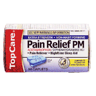 Top Care  pain reliever/sleep aid, acetaminophen/diphenhydramine h50ct