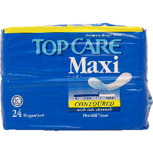 Top Care  maxi pads, contoured with side channels, heavy 24ct