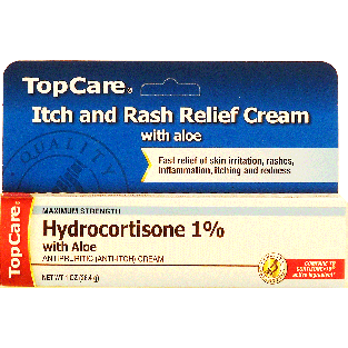 Top Care  itch and rash relief cream with aloe, maximum strength hy1oz