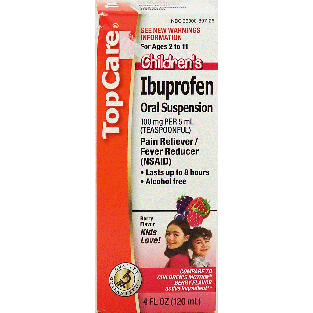 Top Care Children's ibuprofen oran suspension pain reliever, ber4fl oz