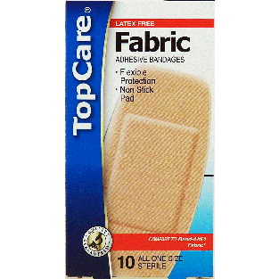 Top Care  adhesive bandages, latex free, all one size 10ct