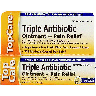 Top Care  triple antibiotic oinment + pain relief, maximum strength1oz