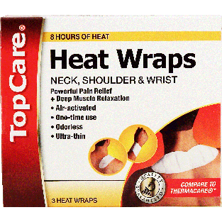 Top Care Heat Wraps neck, shoulder & wrist pain relief pads 3ct
