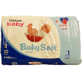Top Care Baby Soft baby diapers, jumbo pack, size 1, 8-14 lbs. 50ct