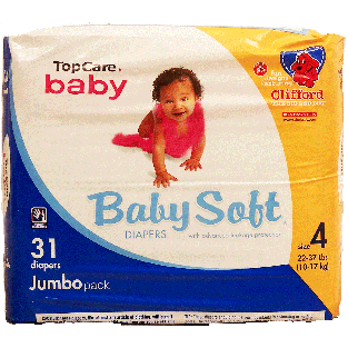 Top Care Baby diapers, size 4, 22-37 lbs 31ct