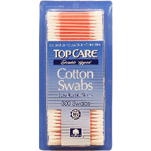 Top Care  double-tipped, cotton swabs, safe flexible stems 300ct