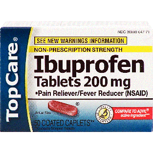 Top Care  pain reliever/fever reducer, ibuprofen caplets 200 mg 50ct