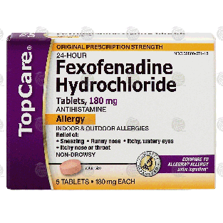 Top Care  24 hour allergy medicine, 180 mg fexofenadine hydrochlori 5ct
