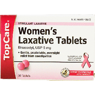Top Care  women's laxative tablets, bisacodyl USP 5mg tablets, com 30ct
