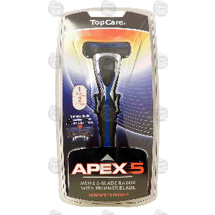 Top Care Apex 5 men's 5-blade razor with trimmer, 1 razor, 2 cartri 1ct