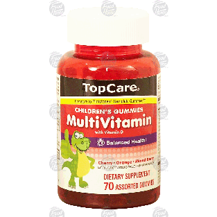 Top Care  children's gummies multivitamin with vitamin d, cherry,  70ct