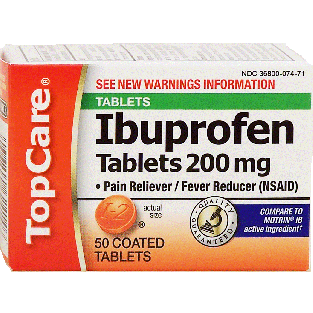 Top Care  pain reliever/fever reducer, ibuprofen tablets 200 mg  50ct