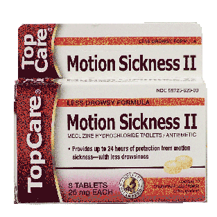 Top Care  less drowsy formula for motion sickness, meclizine hydroc 8ct