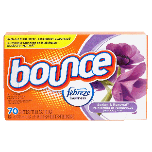 Bounce  fabric softener dryer sheets with febreze fresh scent spri70ct