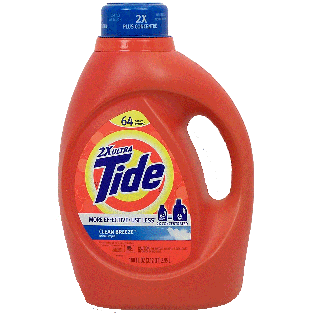 Tide  detergent, 64 loads, clean breeze scent 100fl oz