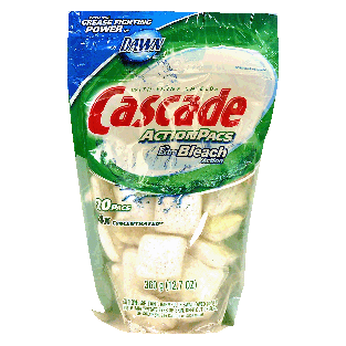 Cascade  dishwasher detergent 4x concentrated pacs with extra blea20ct