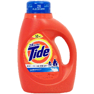 Tide  detergent, clean breeze scent, 32 loads 50fl oz