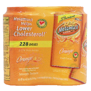 Metamucil  fiber laxative/supplement 228 doses, orange smooth te96.4oz