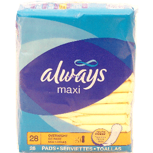 Always Maxi overnight pads 28ct