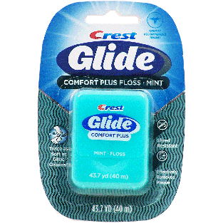 Crest Glide comfort plus floss, shred resistant, mint flavored 43.7yd