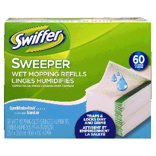 Swiffer Sweeper wet mopping refill clothes, open window fresh scen60ct