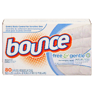 Bounce free & gentle fabric softener dryer sheets  80ct