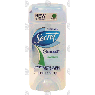 Secret Outlast antiperspirant/deodorant, clear gel, unscented  2.6oz