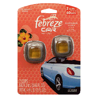 Febreze Car vent clips, air freshener, eliminates odors, hawaiian a2pk