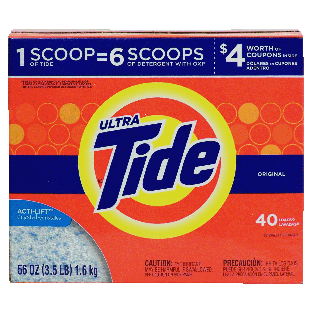 Tide Ultra powder detergent with acti-lift crystals, original scen56oz