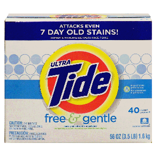 Tide Ultra free & gentle, powder detergent free of dyes & perfumes56oz