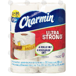 Charmin Ultra Strong bathroom tissue, 6 mega rolls, 2-ply  6pk