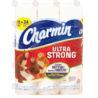 Charmin Ultra Strong bathroom tissue, 12 double rolls, 2-ply sheet 12pk