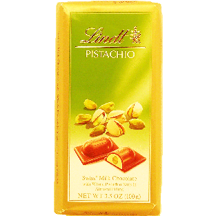 Lindt  swiss milk chocolate with whole pistachio nuts in almond f3.5oz