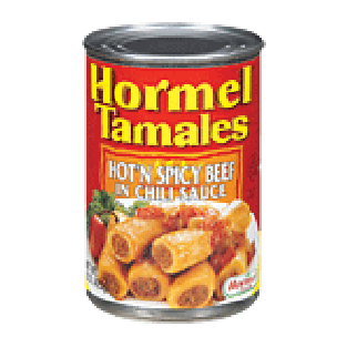 Hormel  hot'n spicy beef tamales in chili sauce 15oz