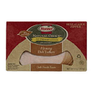 Hormel Natural Choice honey deli turkey, resealable zipper 8oz