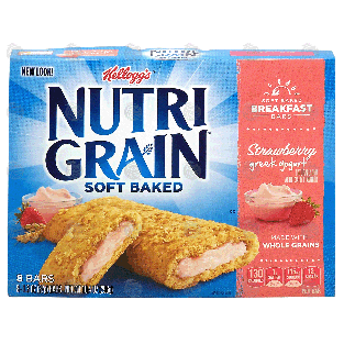 Kellogg's Nutri-Grain soft baked breakfast bars, strawberry greek y8ct
