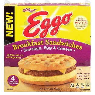 Kellogg's Eggo breakfast sandwiches; sausage, egg & cheese, 4 c13.8-oz
