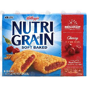 Kellogg's Nutri-Grain soft baked cherry breakfast bars, 8-bars 10.4oz