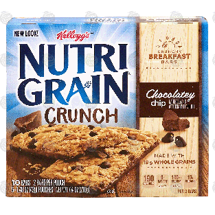 Kellogg's Nutri-Grain chocolatey chip crunchy breakfast bars, 10 7.4oz