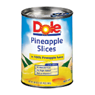 Dole Canned Fruit Pineapple Slices In 100% Pineapple Juice  20oz