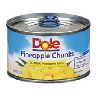 Dole Canned Fruit Pineapple Chunks In Its Own Juice 8oz