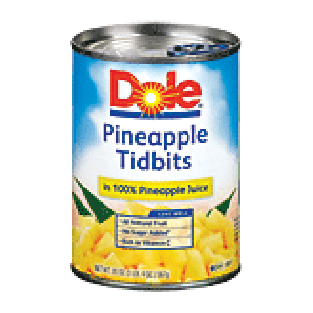 Dole Canned Fruit Pineapple Tidbits In 100% Pineapple Juice 20oz
