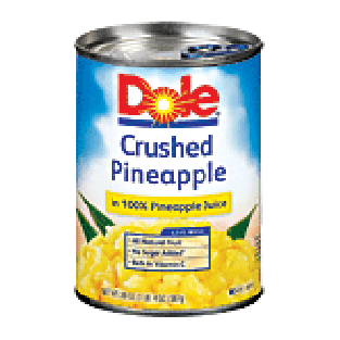 Dole Canned Fruit Pineapple Crushed In 100% Pineapple Juice 20oz