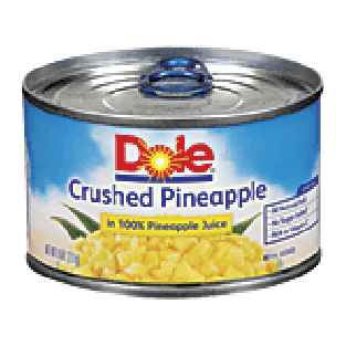 Dole Canned Fruit Pineapple Crushed In Its Own Juice 8oz