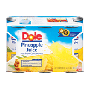 Dole 100% Juice Pineapple 6 Oz 6pk