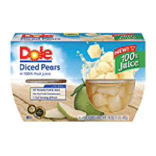 Dole Fruit Bowls Pears Diced In Light Syrup 4 Oz Cup 4pk