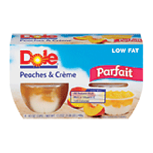 Dole Fruit Bowls Parfait Peaches & Creme 4.3 Oz 4pk