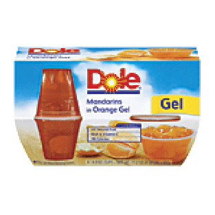 Dole Fruit Bowls Mandarins In Orange Gel 4.3 Oz Cup 4pk
